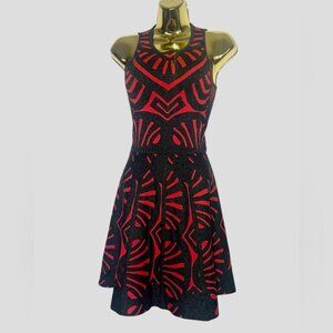 Parker Black and Red Geometric Mini Dress